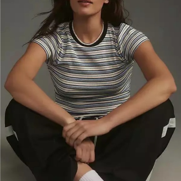 NWT The Blair Baby Tee Maeve, Anthropologie Striped Edition XXS - Picture 1 of 6